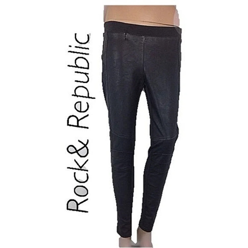 Rock & Republic Faux Black Leather Skinny Pants
